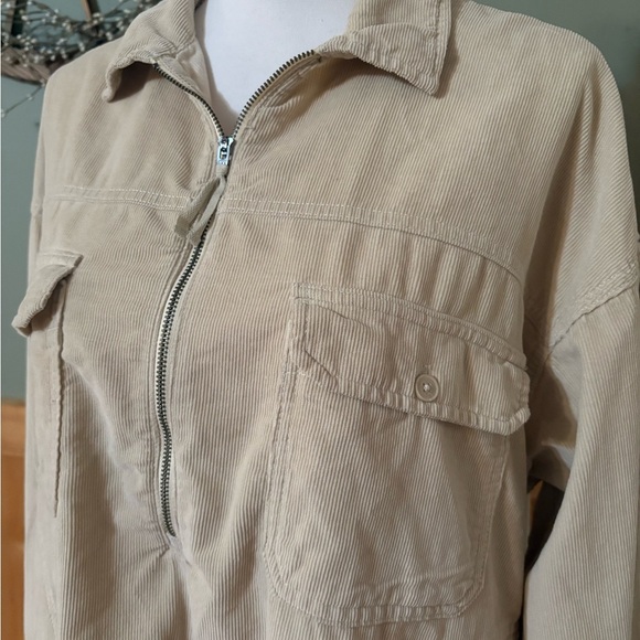 Aerie Beige Ribbed Pullover Quarter Zip size Small (oversized) - Picture 2 of 15